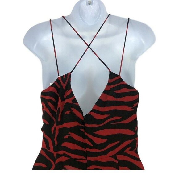 WAYF Size S Krista Zebra Print Open Back Camisole Dress In Red Black Zebra NWT - Picture 4 of 5